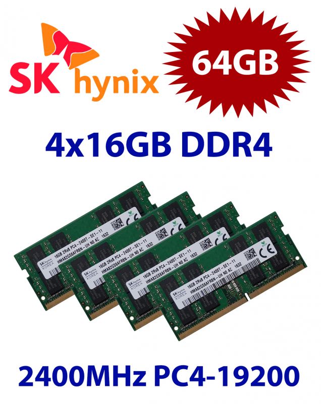 Hynix 4x 16GB = 64GB KIT DDR4 RAM 2400 Mhz PC4-19200 SO-DIMM ...