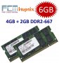 2GB + 4GB = 6GB KIT DDR2 RAM 667 Mhz PC2-5300 SO-DIMM