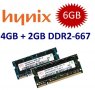 2GB + 4GB = 6GB KIT DDR2 RAM 667 Mhz PC2-5300 SO-DIMM