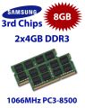 2 x 4GB = 8GB 1066MHz DDR3 SO-DIMM PC3-8500 SO-DIMM