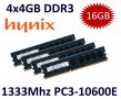 4x 4GB = 16GB KIT DDR3 RAM 1333 Mhz PC3-10600E ECC DIMM