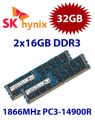 2x 16GB = 32GB KIT DDR3 RAM 1866 Mhz PC3-14900R ECC REG DIMM
