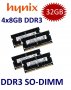 4x 8GB = 32GB KIT DDR3 RAM 1333 Mhz PC3-10600 SO-DIMM