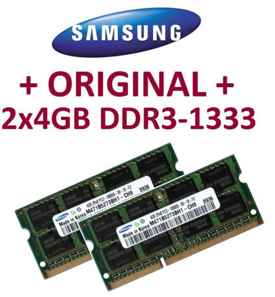 Samsung 2x 4GB = KIT RAM 1333 Mhz SO-DIMM [M471B5273CH0-CH9] - Mac Speichershop