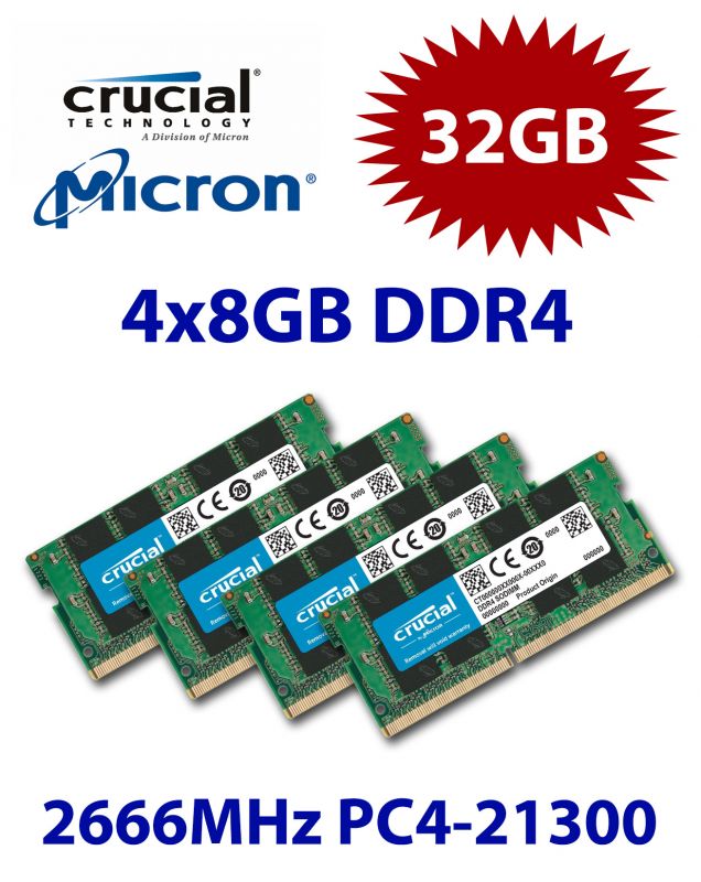 Micron Crucial 4x 8GB = 32GB KIT DDR4 RAM 2666 Mhz PC4 ...