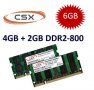 2GB + 4GB = 6GB KIT DDR2 RAM 800 Mhz PC2-6400 SO-DIMM
