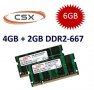 2GB + 4GB = 6GB KIT DDR2 RAM 667 Mhz PC2-5300 SO-DIMM
