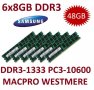6x 8GB = 48GB KIT DDR3 RAM 1333 Mhz PC3-10600R ECC REG DIMM