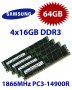 4x 16GB = 64GB KIT DDR3 RAM 1866 Mhz PC3-14900R ECC REG DIMM