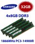 4x 8GB = 32GB KIT DDR3 RAM 1866 Mhz PC3-14900R ECC REG DIMM