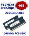 2x 2GB = 4GB KIT DDR3 RAM 1066 Mhz PC3-8500 SO-DIMM