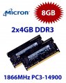2x 4GB = 8GB KIT DDR3L RAM 1866 Mhz PC3-14900 SO-DIMM