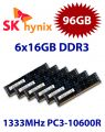 6x 16GB = 96GB KIT DDR3 RAM 1333 Mhz PC3-10600R ECC REG DIMM