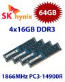 4x 16GB = 64GB KIT DDR3 RAM 1866 Mhz PC3-14900R ECC REG DIMM