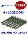 6x 32GB = 192GB KIT DDR4 RAM 2933 Mhz PC4-23400 DIMM ECC REG