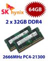 2x 32GB = 64GB KIT DDR4 RAM PC4-21300 2666MHz SO-DIMM